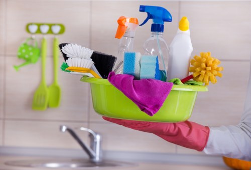 Regular cleaning routine in a kitchen with sanitized countertops
