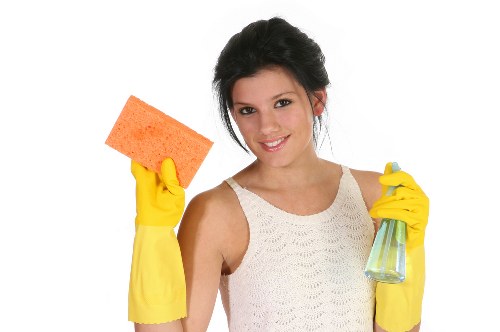 Staff member wearing PPE during a safety-focused task