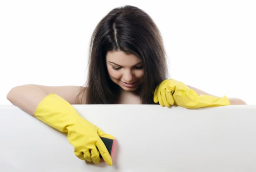 Kitchen deep cleaning with organized supplies and surfaces